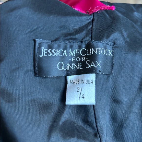 VINTAGE 90's JESSICA MCCLINTOCK FORMAL DRESS PINK BLACK w/t BOW - Picture 5 of 7
